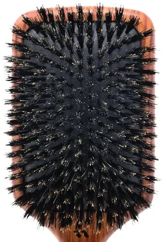 Vista 4 de Spornette Deville Cushion Paddle Brush - Cepillo de cerdas de jabalí con mango de madera, para alisar, alisar, desenredar, peinar y cepillar