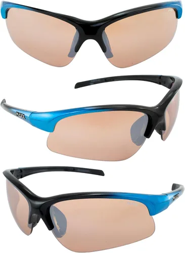 Vista 8 de MAXX Domain Sport Golf Gafas de sol negras con marcos azules y lentes ámbar HD, Negro