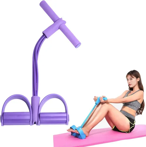 Vista 9 de 21 Bandas de Resistencia para Fitness - 4 Tubos con Pedal y Tirador de Tobillo, 2025 Nueva Banda Elástica de Pedal de Yoga para Estiramiento, Banda