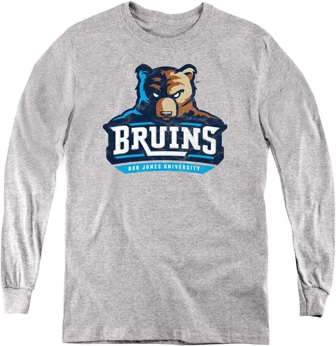 Vista 2 de Bob Jones University Official Distressed Primary Logo Youth Long Sleeve T Shirt Navy