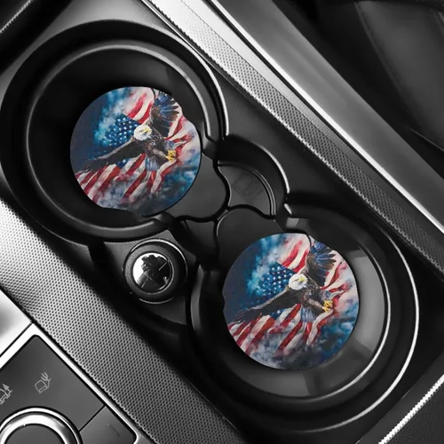 Vista 12 de AFPANQZ 250 Years Print Car Coasters for Cup Holders Absorbent Car Accessories 2.8" Car Cup Holder for Women 2 Pack