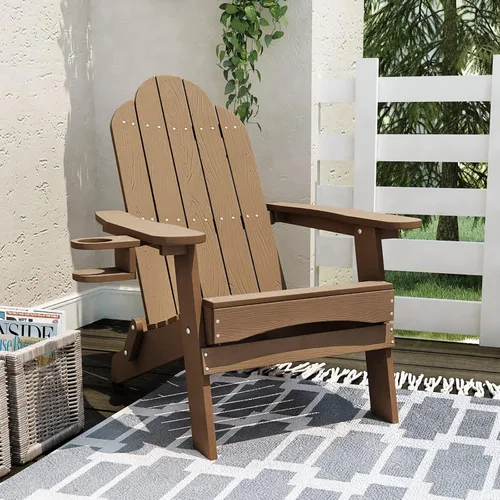 Vista 10 de LUE BONA - Silla plegable Adirondack, portavasos, juego de 4, color negro