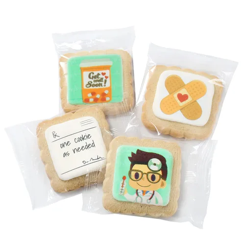 Vista 2 de Get Well Soon - Caja de cesta de galletas de regalo, paquete de 4 para niños y adultos, paquete de cuidado después de la cirugía, se siente mejor