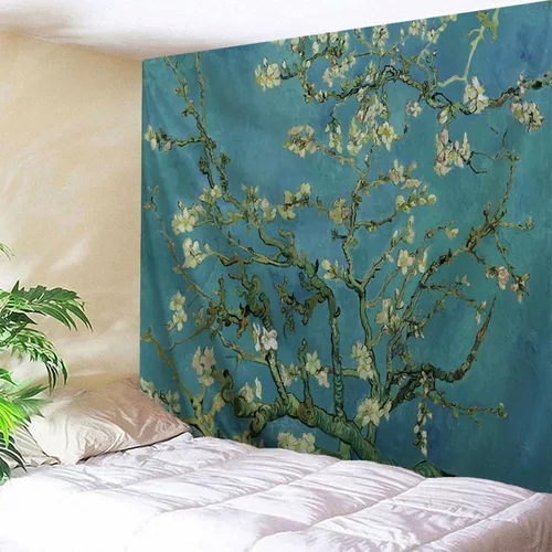 Vista 3 de WIHVE - Tapiz para colgar en la pared, de diseño floral bohemio, hippie, psicodélico, étnico, decorativo, de tela para dormitorio, decoración