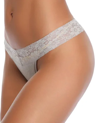 Vista 3 de CULAYII - Paquete de tangas de algodón con encaje para mujer ropa interior sexy y transpirable