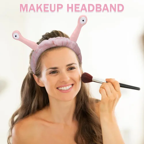 Vista 4 de Bonita diadema de caracol rosa, cara lavada para mujer, maquillaje, ducha, spa