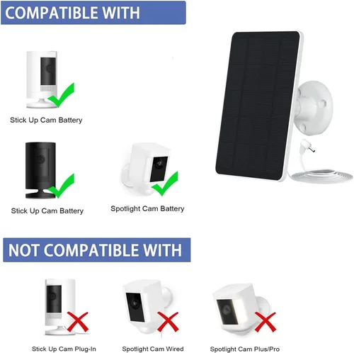 Vista 2 de Paneles solares de 5 W para cámaras de seguridad – Compatible con Ring Spotlight Cam (batería), batería Ring Stick Up Cam – Cable de carga de 9.8 1