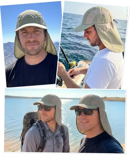 Vista 6 de Sombrero de sol para hombre con malla transpirable sombreros de sol para hombres sombrero de pesca Beige claro