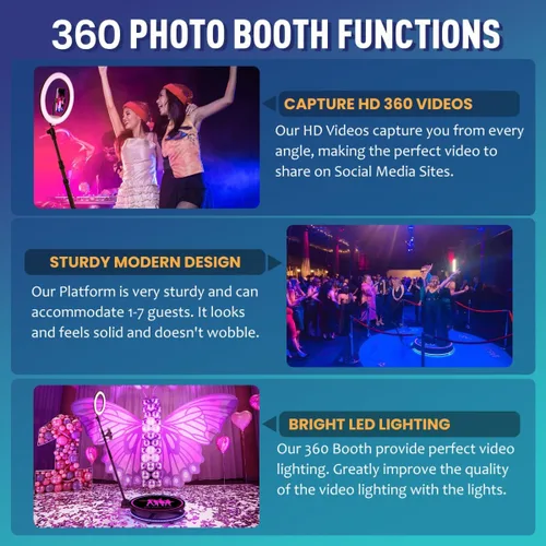 Vista 8 de Máquina de cabina de fotos 360 para fiestas, cabina de cámara 360 con estuche de vuelo, paquete de batería, APP, logotipo magnético personalizado