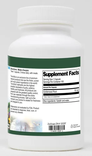 Vista 2 de Raíz de sello de oro - 450 mg (100 Cápsulas, ZIN: 520297)