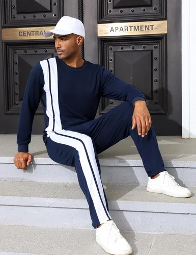 Vista 2 de Babioboa Men's Long Tracksuit Basic T Shirt & Sweatpants set 2 Pockets Regular Two Piece Casual Daily Duty-off