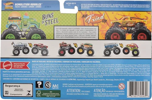 Vista 2 de Hot Wheels Monster Trucks Buns of Steel VS All Fried Up Demolición Doble