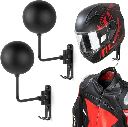 Vista 9 de PUERSI Soporte de pared para casco, rotación de 180°, para motocicleta, bicicleta, carreras, ropa exterior, exhibición de equipo deportivo