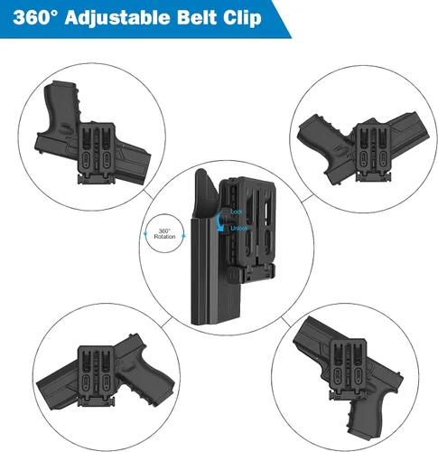Vista 4 de OWB Funda para Sig P320 Compact 0.354 in/.40 - 360 Cinturón Molle ajustable para Sig Sauer P320 X Carry / M18 / X Compact / P320 RX - Cintura