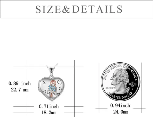 Vista 6 de POPLYKE Sterling Silver Locket Necklace That Holds Pictures Memory Locket Jewelry for Mom Daughter Grandma Mother's Day Gifts