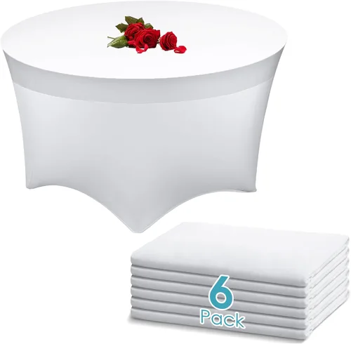 Vista 13 de Buryeah Mantel redondo elástico de 5 pies de elastano, lavable a máquina, 60 pulgadas, mantel elástico ajustable para mesa redonda para bodas