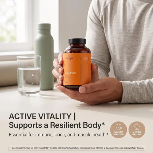 Vista 4 de Olympian Labs Vitamina D3 3000 Iu 100 cápsulas que apoyan huesos fuertes Cápsulas de vitamina D3, 3000 UI por cápsula, 75 mcg, Uno al día, 100