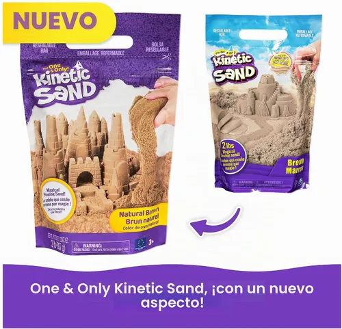 Vista 6 de Kinetic Sand Juguetes sensoriales de arena moldeable, marrón de 2 libras, a