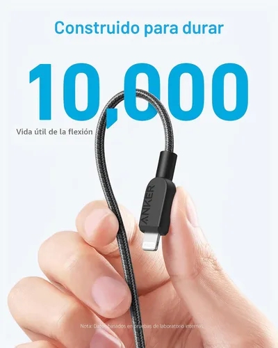 Vista 3 de Anker - Cable USB C a Lightning 310, cable con certificación MFi (3 pies, negro) Para iPhone 14 Series y más (cargador no incluido)