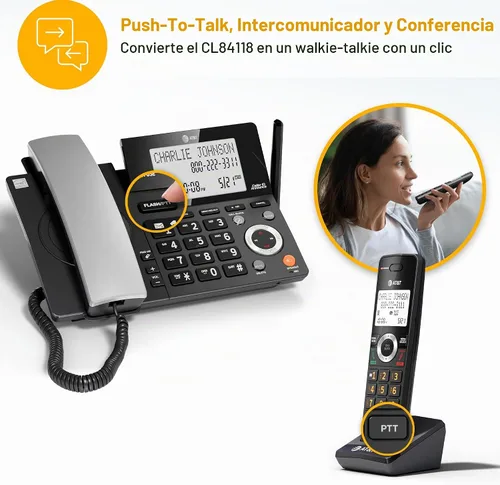 Vista 11 de AT&T DECT 6.0 Teléfono doméstico con cable o inalámbrico con 1 auricular y contestador, bloqueador de llamadas inteligente, identificación