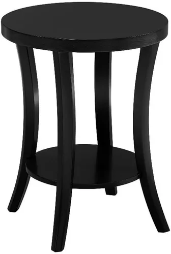 Vista 3 de Convenience Concepts Charleston - Mesa auxiliar redonda con estante en acabado de madera negra
