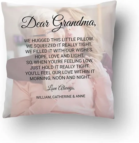 Vista 24 de Almohada fotográfica personalizada. Personalizada con imágenes para cumpleaños, aniversario y Navidad. (inserto + funda)