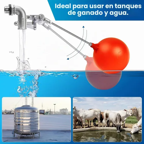 Vista 2 de Válvula de flotador de acero inoxidable de 1/2 pulgada – Control de nivel de agua automático de acero inoxidable 304 de servicio pesado, brazo