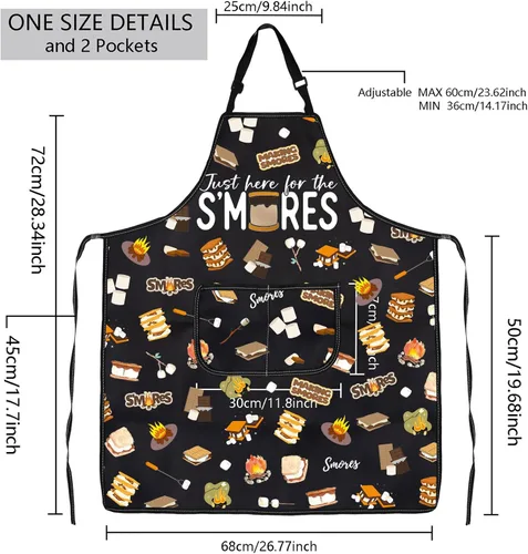 Vista 2 de MBMSO Delantal Smores S'More Lovers Regalo para Smores Maker Delantal Just Here for the Smores Regalo para Chef Pastelero Delantal Regalo de Camping