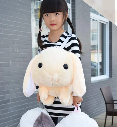 Vista 3 de Mochila de peluche con diseño de conejito con regalo ajustable para mujeres y niñas, Marrón, Tamaño único, Viajar