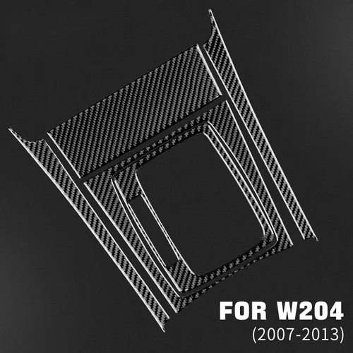Vista 6 de Fibra de carbono, para accesorios de Mercedes Benz, cubierta del panel de cambio de marchas del coche para Mercedes Benz Clase C W204 2007 2008 2009