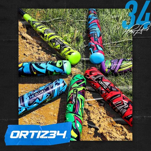 Vista 6 de Ortiz34 Juego de bate y pelota – Juego de bate y pelota de plástico de grafiti – David Ortiz juego de béisbol para el patio trasero para jóvenes