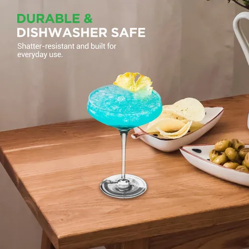 Vista 5 de Nutrichef Juego de 2 vasos de Martini de 10 onzas – Copas de Martini de cristal soplado a mano con tallo – Elegantes vasos de cóctel, vasos