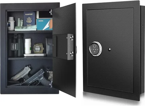 Vista 6 de Caja fuerte de seguridad biométrica oculta con huella dactilar - Caja fuerte empotrable en pared entre montantes, perfecta para hogar/oficina/hotel