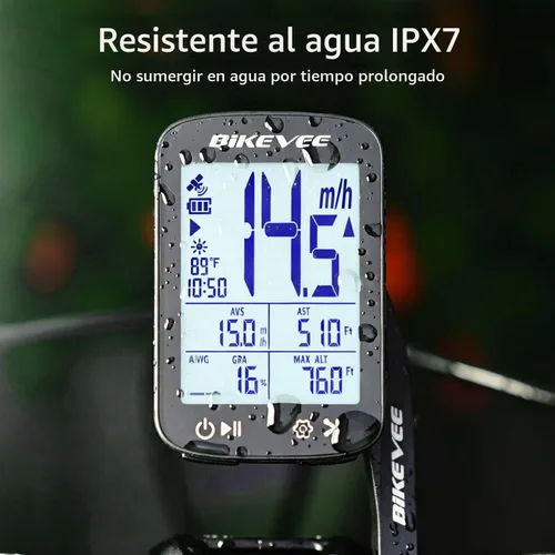 Vista 5 de GPS Bike Computer, 2.4" Screen, Altitude, Gradient, IPX7, 28H Negro-a
