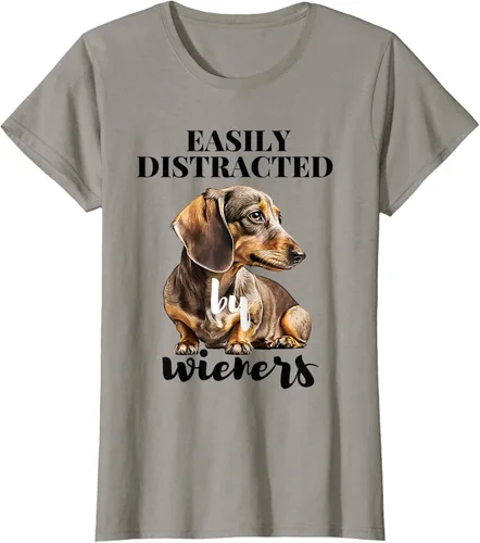Vista 51 de Easy Distracted By Wieners Dachshund - Camiseta divertida para perro Weiner, Azul
