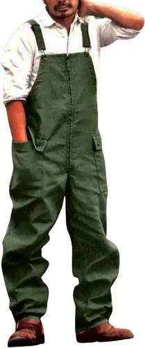 Vista 3 de loveimgs Overol con peto grande y alto para hombre, pantalones cargo sueltos de trabajo de una pieza con bolsillos