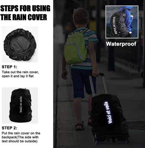 Vista 7 de Voici et Voila Mochila con ruedas con ruedas para computadora portátil, mochila con ruedas y 6 ruedas para niños y niñas, Portátil verde, Mochila