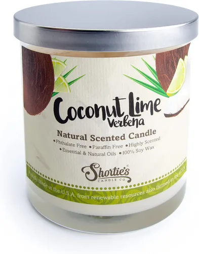 Vista 2 de Vela de soja natural perfumada de coco y lima, aceites esenciales de fragancia, 100% libre de soja, ftalatos y parabenos, combustión limpia, 9 onzas
