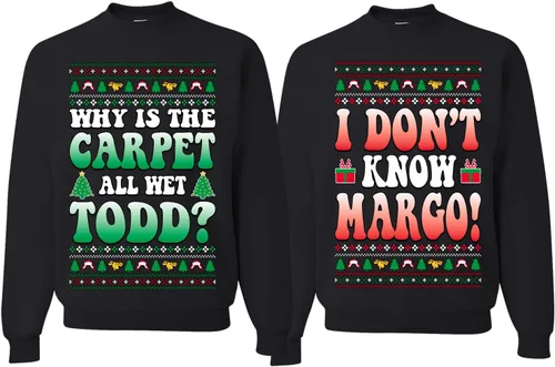 Vista 9 de Wild Bobby Why is The Carpet All Wet Todd Margo - Sudaderas con gráfico de Navidad para parejas