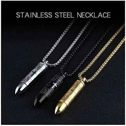 Vista 2 de Cross Necklace for Ashes Stainless Steel Cremation Jewelry Urn Engraved Bible Pendant Necklaces Memorial Gifts