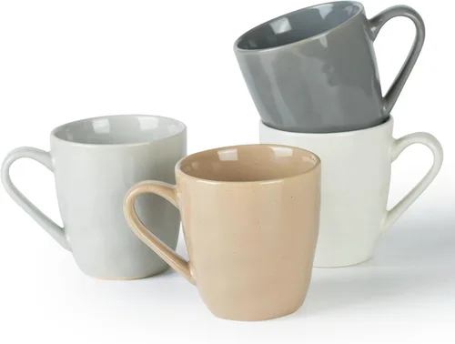 Vista 13 de Juego de Tazas de Café Famiware, Juego de 4 Tazas de 13 oz, Tazas de Gres para Café con Leche, Té Caliente, Mocha, Cacao, Capuchino, Aptas