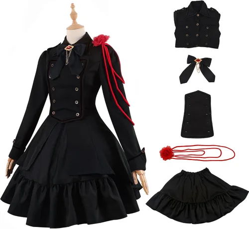 Vista 2 de Vestido gótico de Lolita para mujer, vestido vintage de manga larga, vestido de doncella vintage con volantes, vestido steampunk
