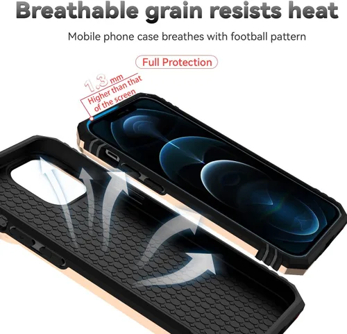 Vista 5 de Funda para iPhone 12/12 Pro, iPhone 12/12 Pro con funda para cámara y soporte, grado militar, a prueba de golpes, resistente, con funda magnética