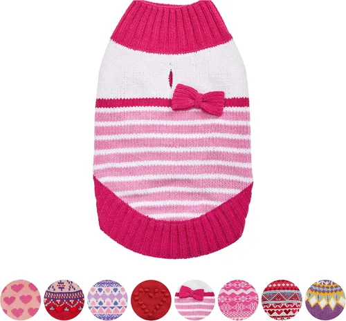 Vista 8 de Blueberry Pet Suéter Suave y Acogedor de Chenilla con Rayas Elegantes para Perro en Rosa Princesa, Longitud de Espalda 10", Paquete de 1 Prenda