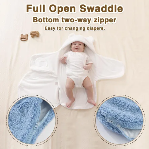 Vista 3 de AiWMGL Manta de Forro Polar para Bebé de Invierno 0-3 Meses Niños Niñas Envoltura Ajustable para Recién Nacido Suave y Cálida Saco de Dormir de Felpa