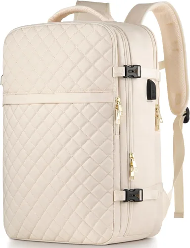 Vista 9 de MOMUVO Mochila de viaje para mujer, mochila de mano aprobada por aerolíneas, mochila para laptop de 15.6 pulgadas con puerto de carga USB, mochila