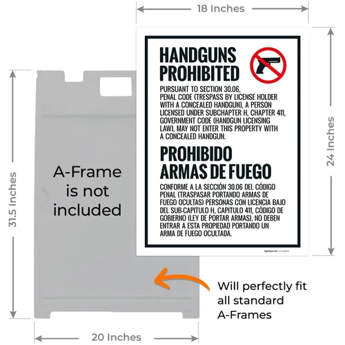 Vista 3 de Concealed Carry Prohibited Texas Penal Code Section 3007 Bilingual Sidewalk