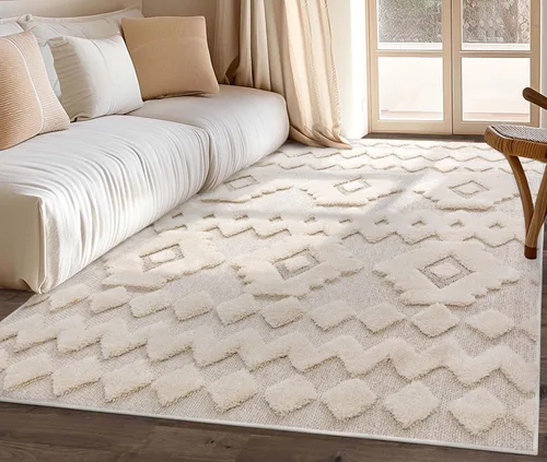 Vista 8 de Alfombra de área Bellagio Chiara Tribal marroquí de tejido plano irregular 5'3" x 7'3