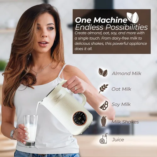 Vista 4 de NUEVO Fabricante de Leche de Nueces 8-en-1 para 32 oz de Leche de Almendra Casera, Leche de Avena, Leche de Soja, Leche de Coco Sin Lácteos, Bebidas