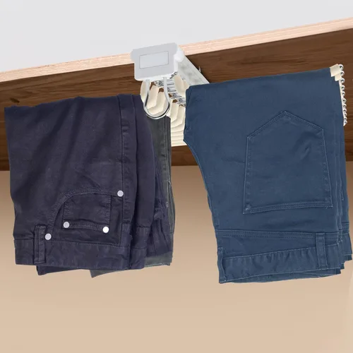 Vista 5 de Perchero extraíble para pantalones de doble fila y 22 brazos para armario, organizador de pantalones extraíbles para guardarropa, dormitorio (beige)
